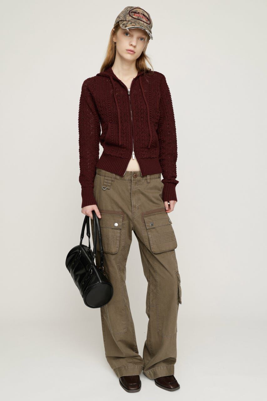 SLY「OPEN WORK ZIP HOODIE」|パーカー|