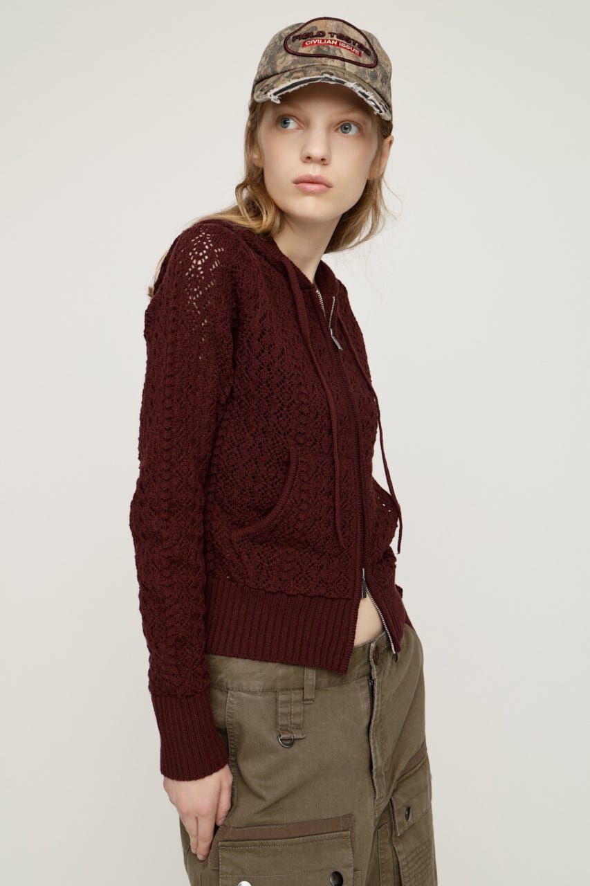 SLY「OPEN WORK ZIP HOODIE」|パーカー|