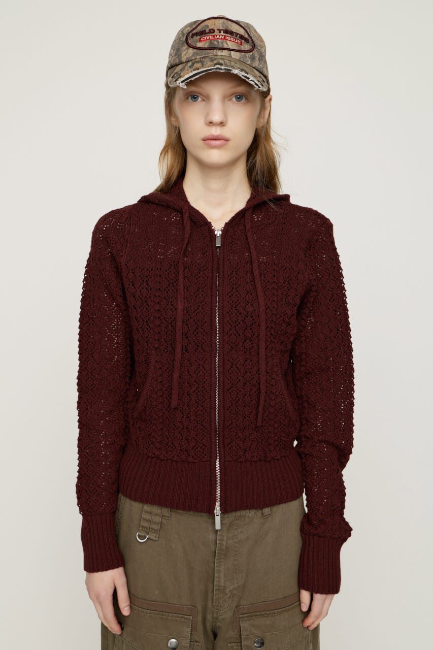 SLY「OPEN WORK ZIP HOODIE」|パーカー|