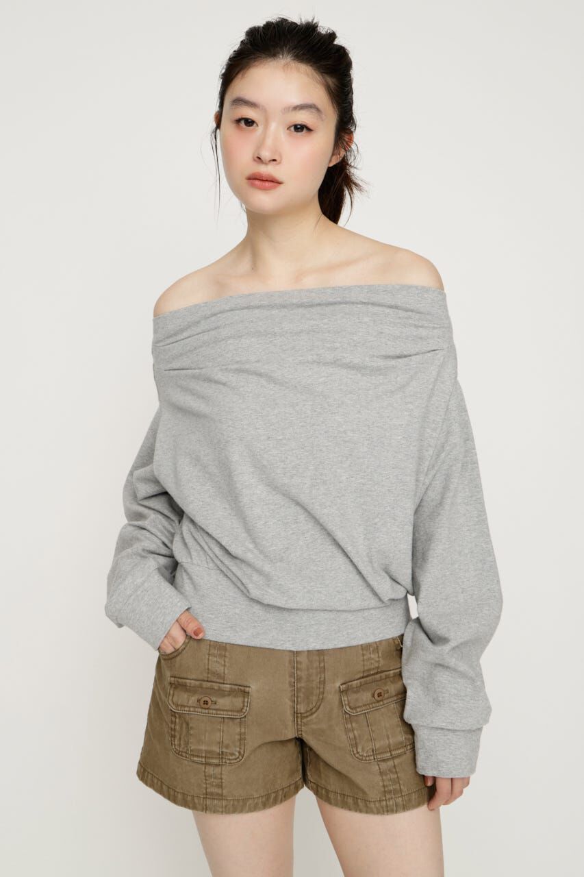 SLY「TUCKED OFFSHOULDER トップス」|パーカー|