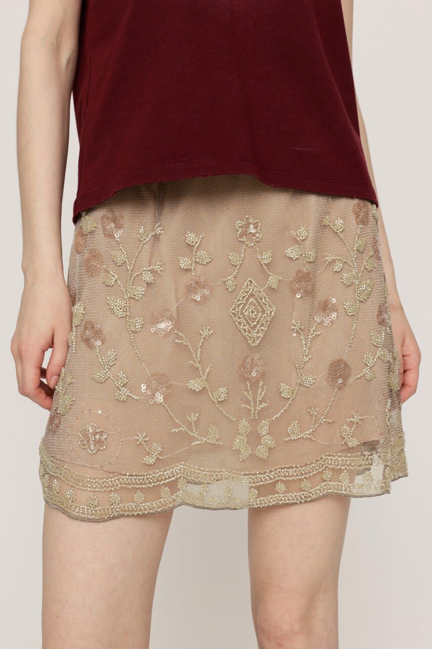 SLY「SPARKLE FLOWER ショートスカート」|スカート|BEG