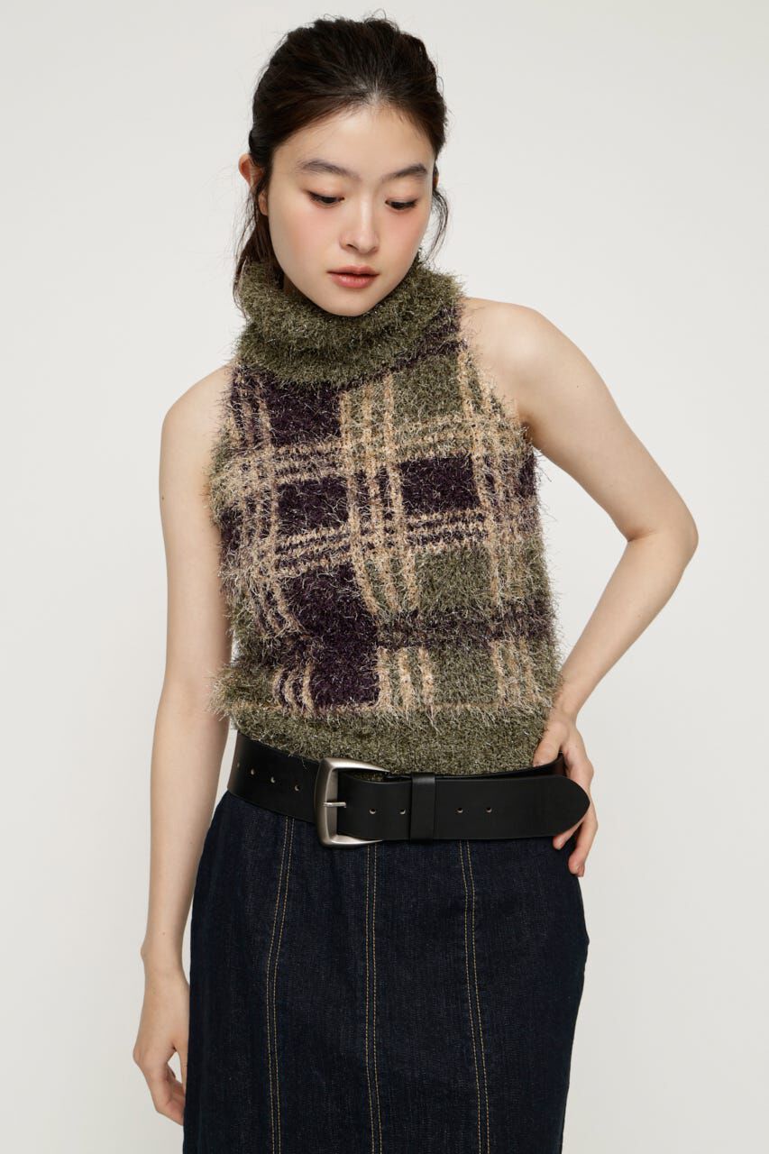 SLY「SHAGGY CHECK H／N ニット」|キャミソール|