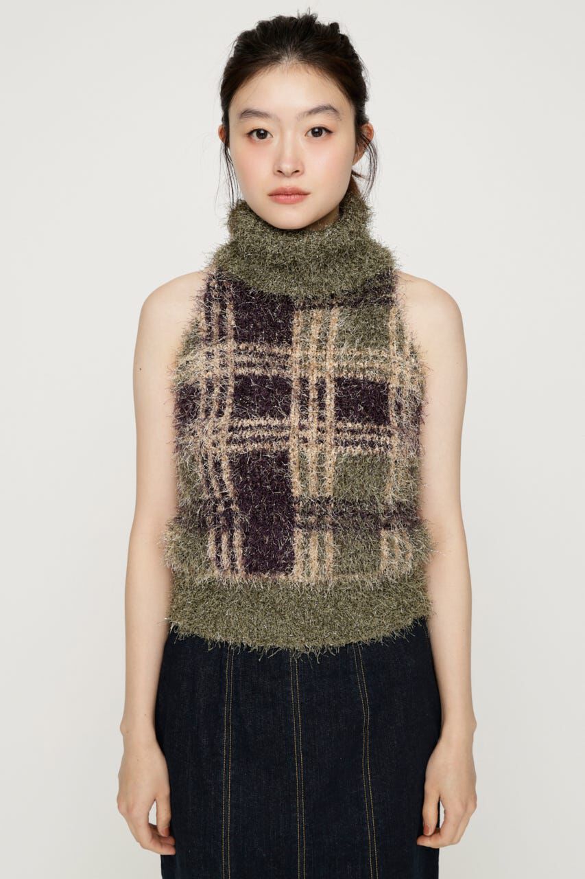 SLY「SHAGGY CHECK H／N ニット」|キャミソール|