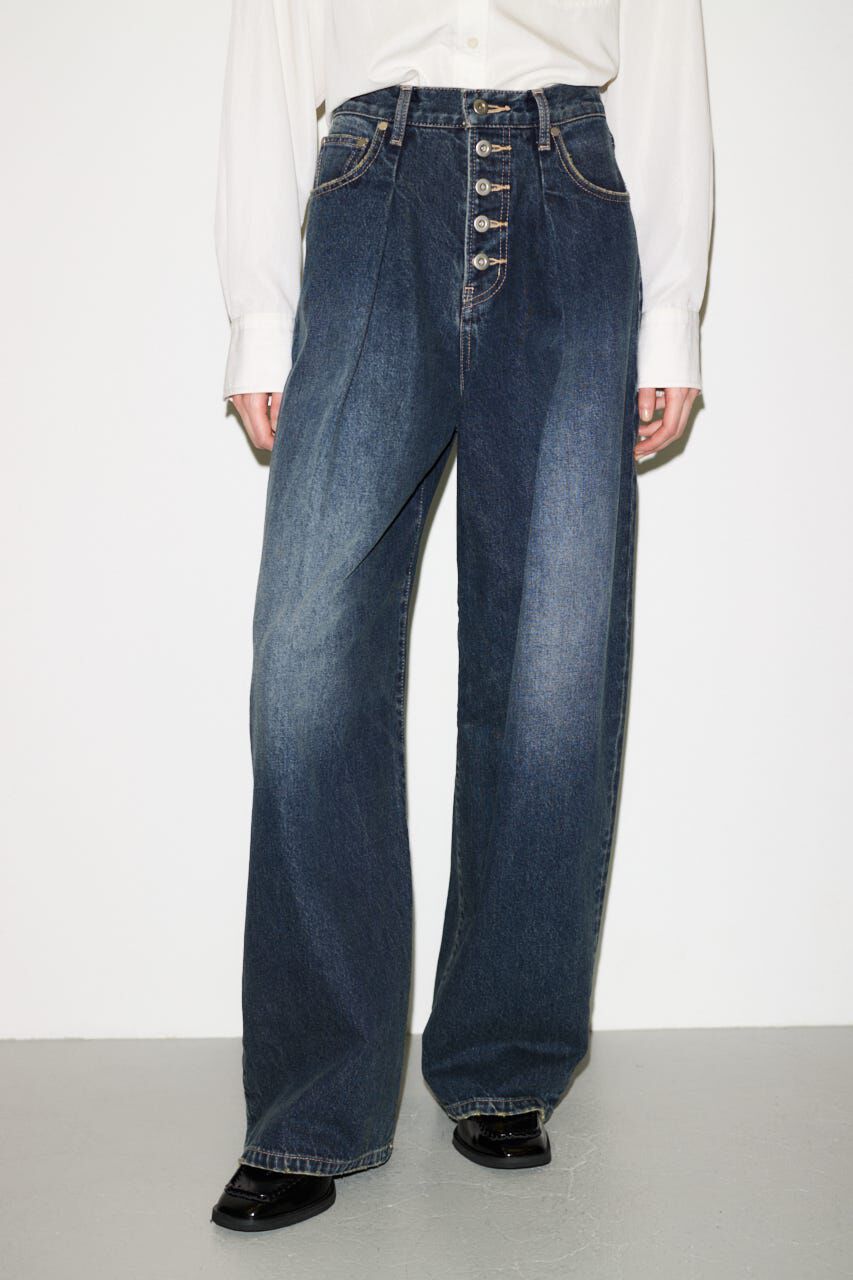 SLY「BUTTONFLY TUCK LOOSE PT-AB」|デニム|BLU