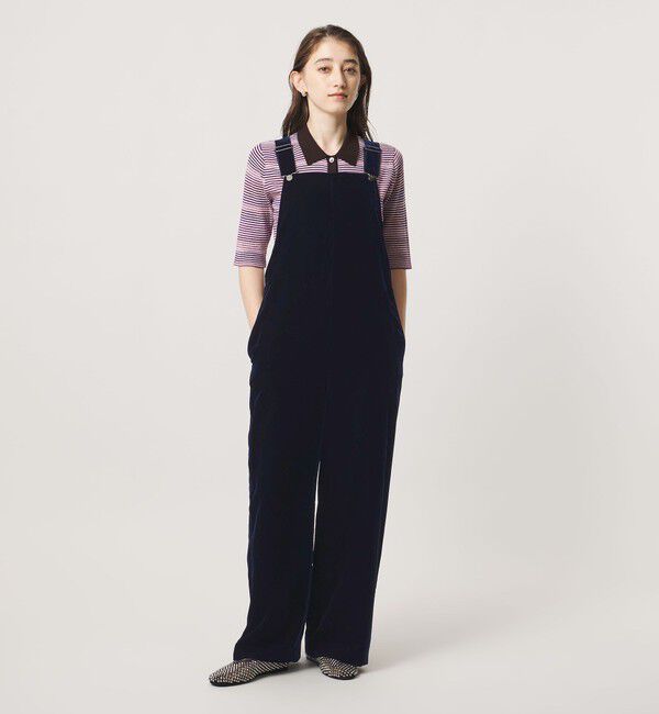 UNITED ARROWS「ベルベット サロペットパンツ」|オールインワン|NAVY