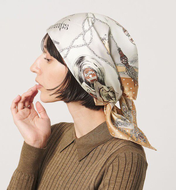 UNITED ARROWS「＜manipuri＞SILK 65&times;65 スカーフ 26FW」|バンダナ・スカーフ|BEIGE