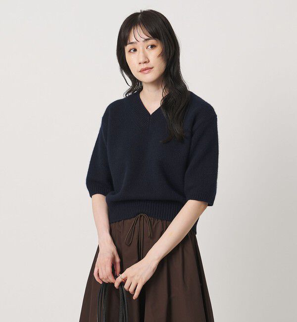UNITED ARROWS「CA/W ハーフスリーブ Vネック ニット」|ニット・セーター|