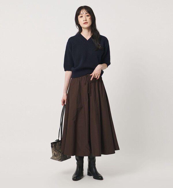 UNITED ARROWS「CA/W ハーフスリーブ Vネック ニット」|ニット・セーター|