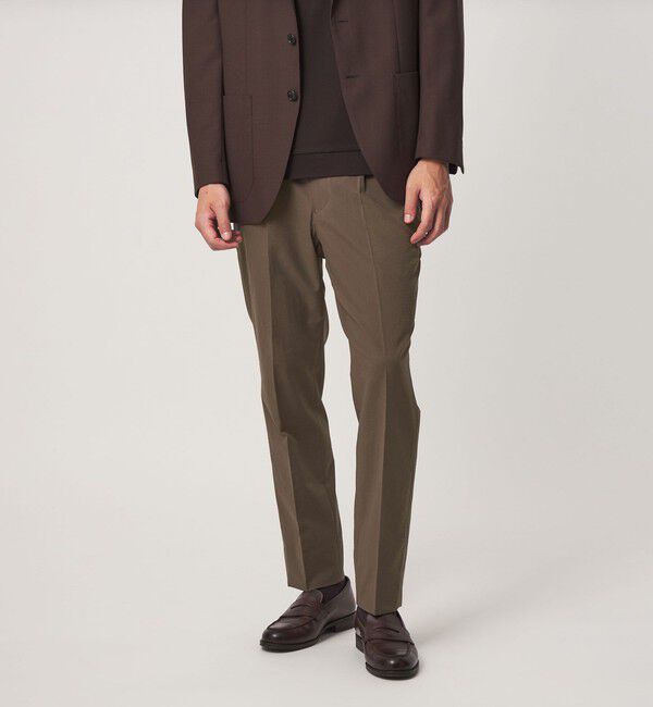 UNITED ARROWS green label relaxing「A+ air ポリエステル ミニ チェック 1プリーツ スラックス」|スラックス|MD.BROWN