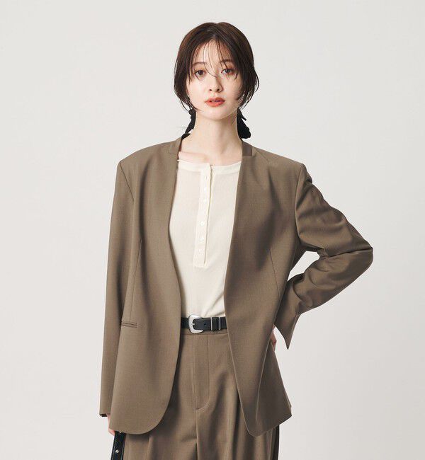 BEAUTY&YOUTH UNITED ARROWS「毛ポリエステルブレンド トロピカル カラーレスジャケット」|ノーカラージャケット|MOCA