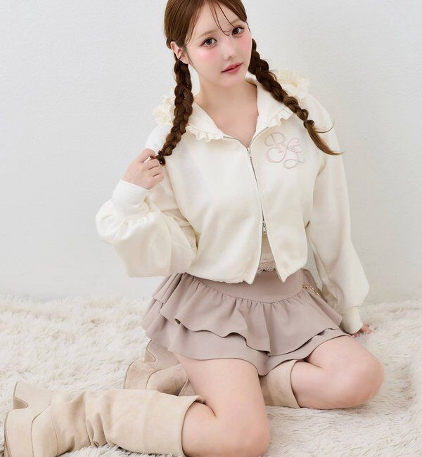  「【SMサイズ展開あり】バックレースアップティアードスカパン」|スカート|
