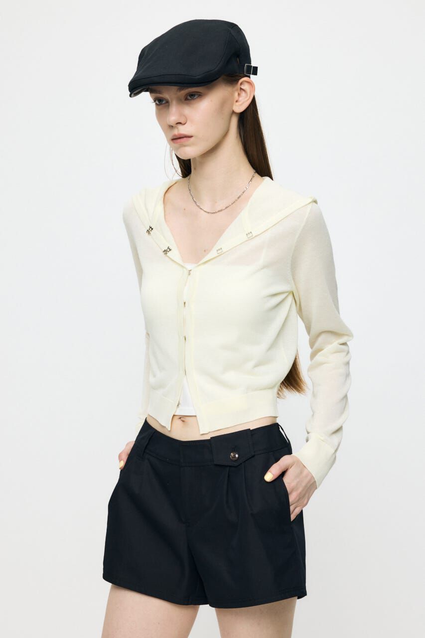 MOUSSY「SHEER HOOKEDカーディガン」|カーディガン|