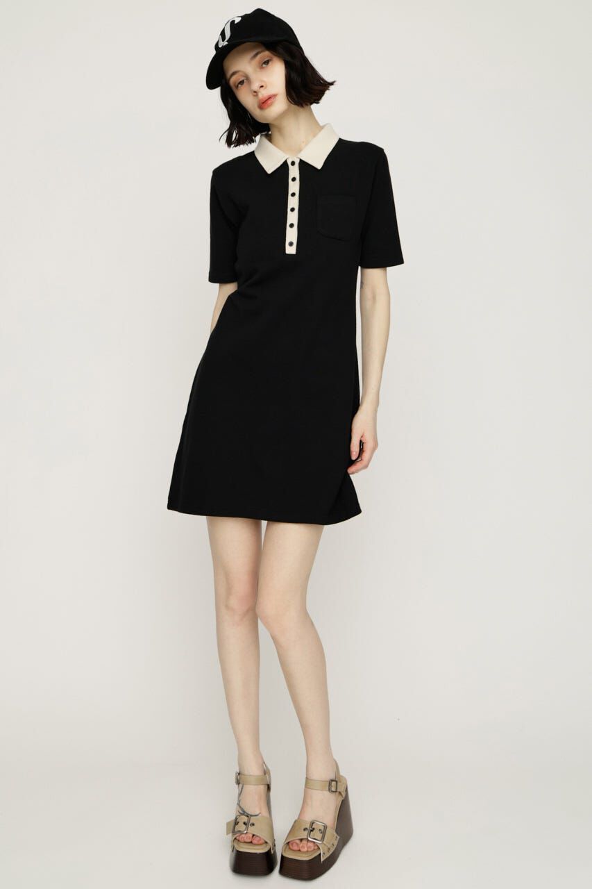 SLY「BI COLOR COLLAR ショートワンピース」|ワンピース|