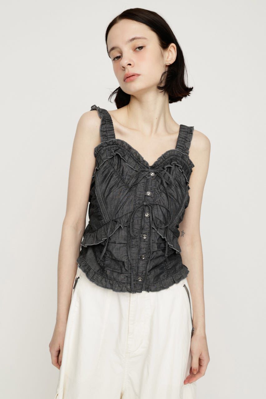 SLY「DUNGAREE SQUEEZE CAMI ブラウス」|キャミソール|BLK