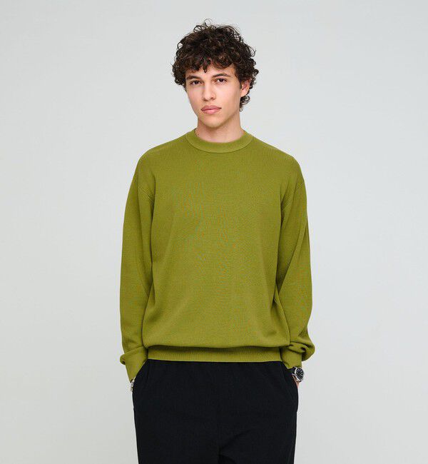 UNITED ARROWS green label relaxing「コットン カシミヤ ミラノリブ クルーネック ニット -ハンドウォッシャブル-」|ニット・セーター|MUSTARD
