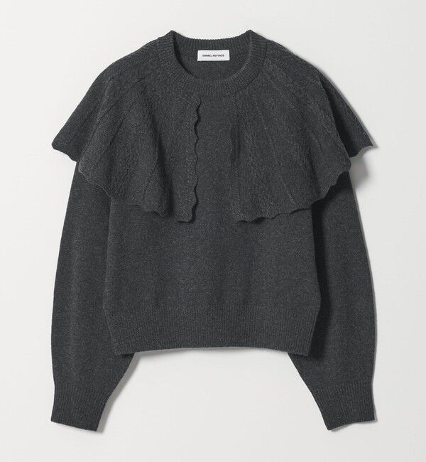 EMMEL REFINES「＜EMMEL REFINES＞EM ケーブルケープ ニットプルオーバー」|ニット・セーター|DK.GRAY