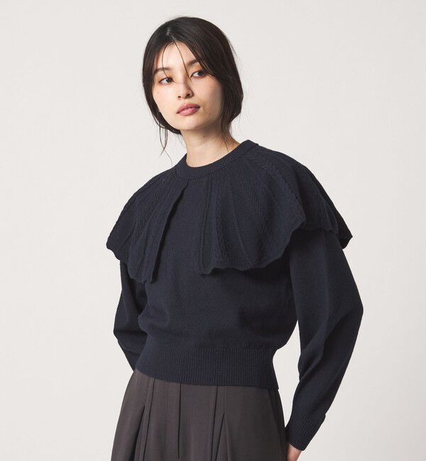 EMMEL REFINES「＜EMMEL REFINES＞EM ケーブルケープ ニットプルオーバー」|ニット・セーター|NAVY
