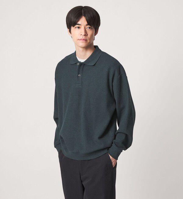 UNITED ARROWS green label relaxing「ワッフル 長袖 ポロシャツ」|ポロシャツ|TURQUOISE