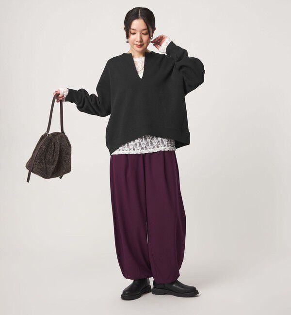 UNITED ARROWS green label relaxing「【WEB限定】＜at ease＞ダブルフェイス Vネック プルオーバー カットソー」|Tシャツ・カットソー|