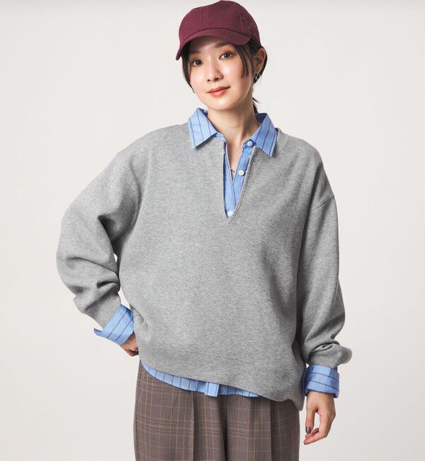 UNITED ARROWS green label relaxing「【WEB限定】＜at ease＞ダブルフェイス Vネック プルオーバー カットソー」|Tシャツ・カットソー|