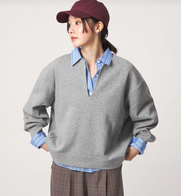 UNITED ARROWS green label relaxing「【WEB限定】＜at ease＞ダブルフェイス Vネック プルオーバー カットソー」|Tシャツ・カットソー|