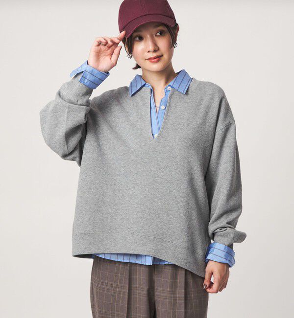 UNITED ARROWS green label relaxing「【WEB限定】＜at ease＞ダブルフェイス Vネック プルオーバー カットソー」|Tシャツ・カットソー|