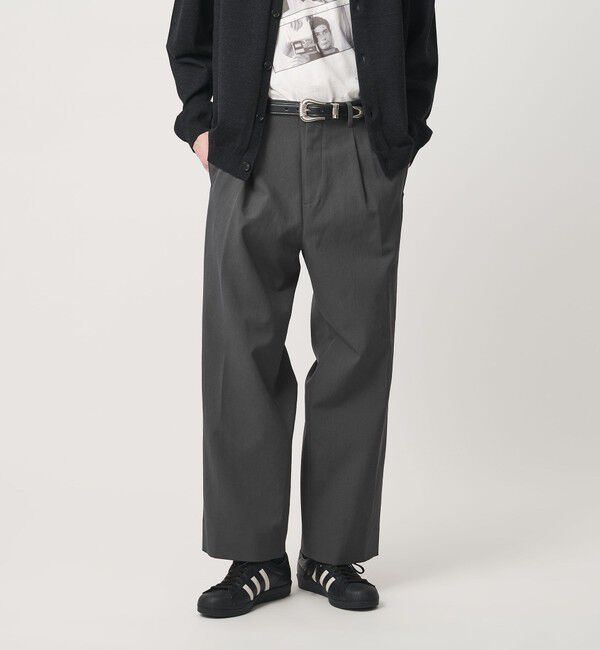 BEAUTY&YOUTH UNITED ARROWS「エアロ ツイル 1プリーツ スラックス NO.9」|チノ|DK.GRAY