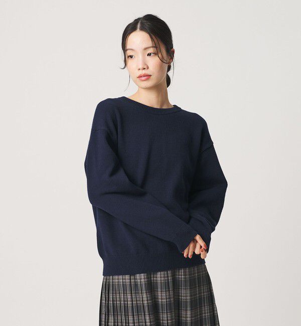 BEAUTY&YOUTH UNITED ARROWS「コットンブレンド バックタック ニットプルオーバー ウォッシャブル」|ニット・セーター|