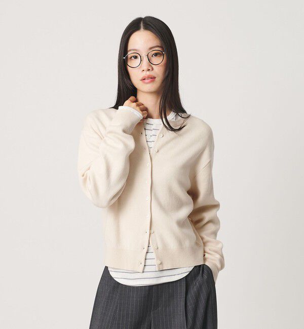 BEAUTY&YOUTH UNITED ARROWS「コットンウール スムース クルーネック カーディガン ウォッシャブル」|カーディガン|OFF WHITE