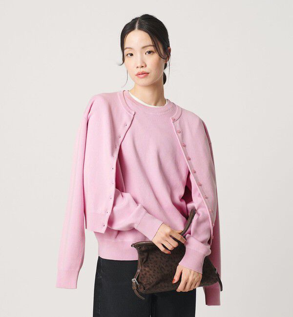 BEAUTY&YOUTH UNITED ARROWS「コットンウール スムース クルーネック カーディガン ウォッシャブル」|カーディガン|PINK