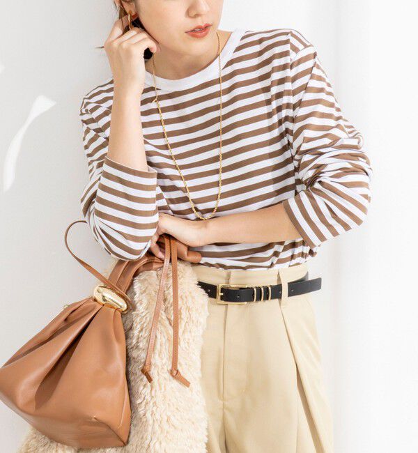 Rie Miller「ウォッシャブルロングスリーブＴシャツGIZA COTTON」|Tシャツ・カットソー|ブラウンベージュ系3