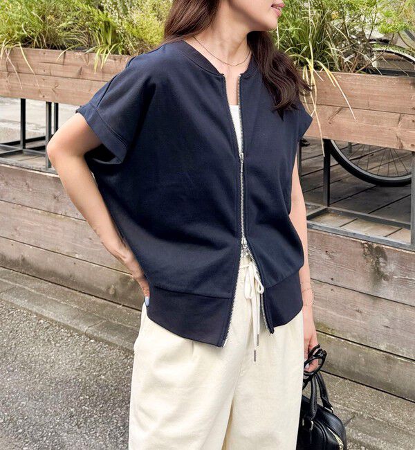 fredy emue「ミニ裏毛前開きZIPプルオーバー」|Tシャツ・カットソー|ネイビー