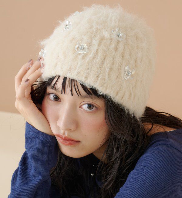  「ビジューモヘアビーニー」|ハット|