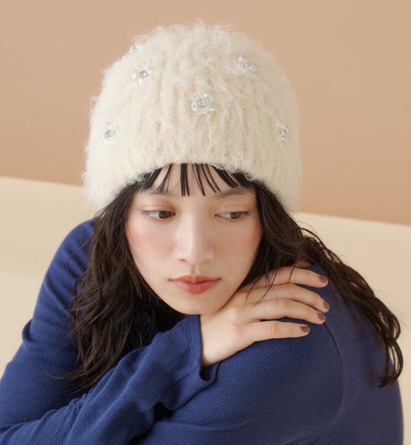  「ビジューモヘアビーニー」|ハット|