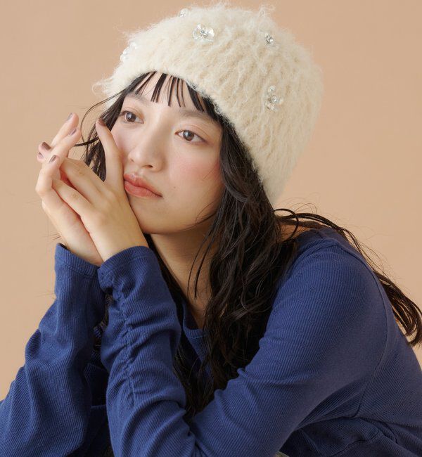 「ビジューモヘアビーニー」|ハット|