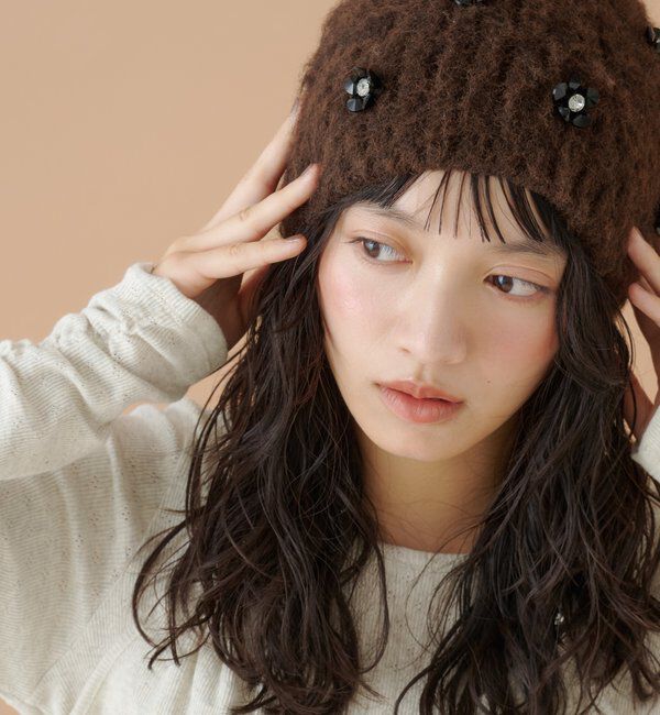  「ビジューモヘアビーニー」|ハット|