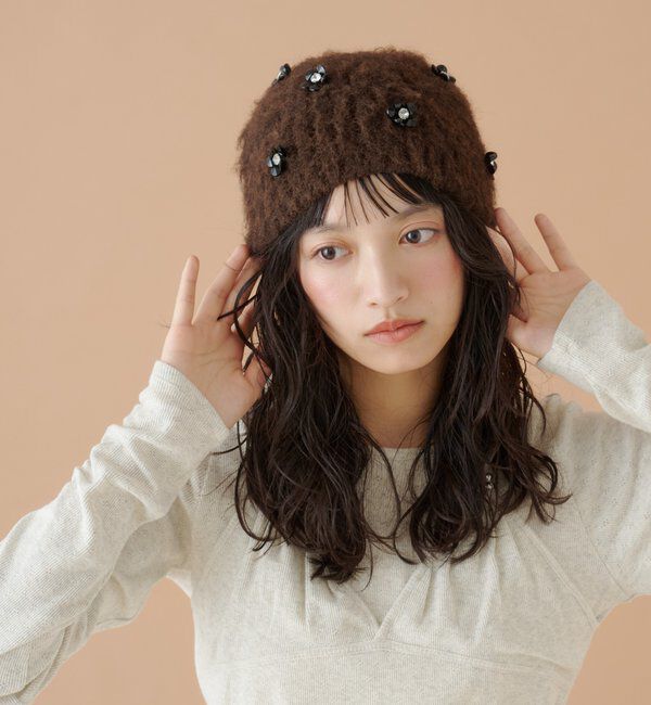  「ビジューモヘアビーニー」|ハット|