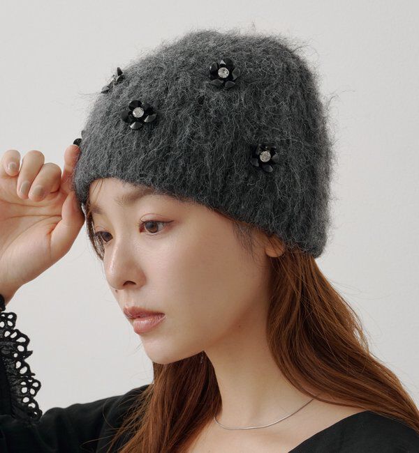  「ビジューモヘアビーニー」|ハット|