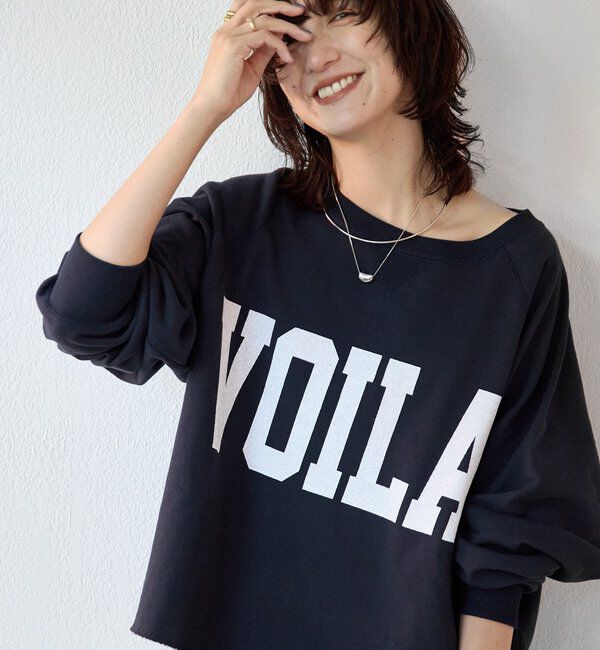  「【Yossshiiii企画】ワイドロゴカットオフスウェット」|Tシャツ・カットソー|ネイビー
