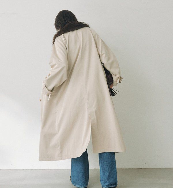  「【A・MONN】ファー付きオープンカラーコート」|その他|
