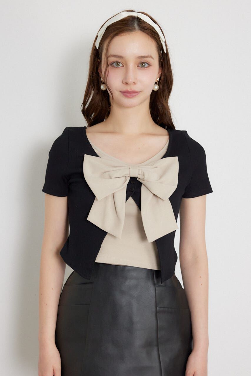 rienda「フロントリボンカットトップス」|Tシャツ・カットソー|