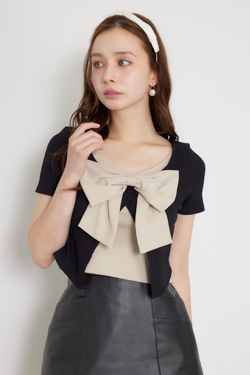 rienda「フロントリボンカットトップス」|Tシャツ・カットソー|