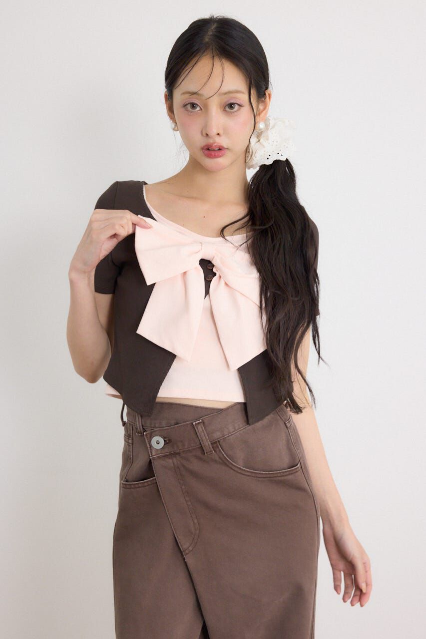 rienda「フロントリボンカットトップス」|Tシャツ・カットソー|BRN