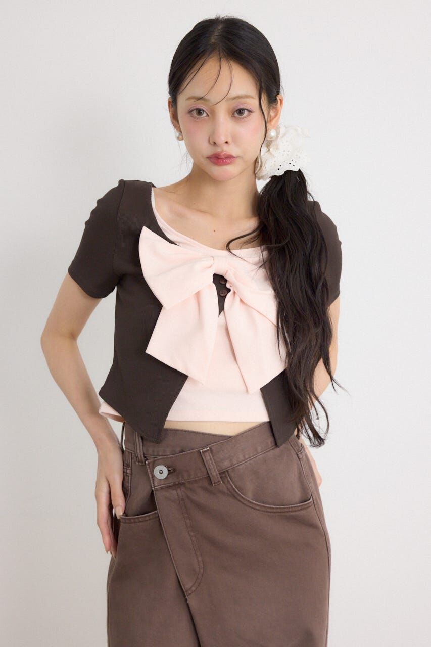 rienda「フロントリボンカットトップス」|Tシャツ・カットソー|