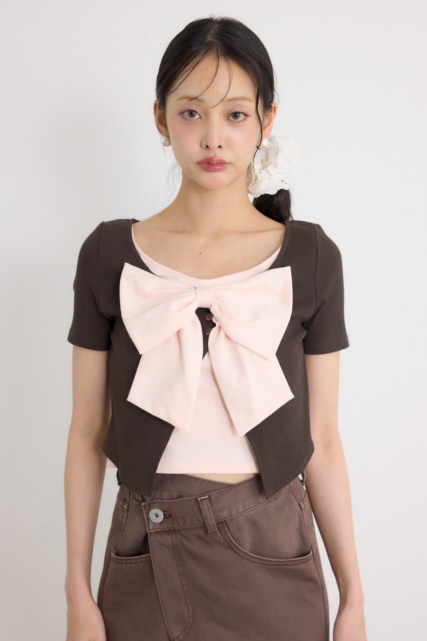 rienda「フロントリボンカットトップス」|Tシャツ・カットソー|