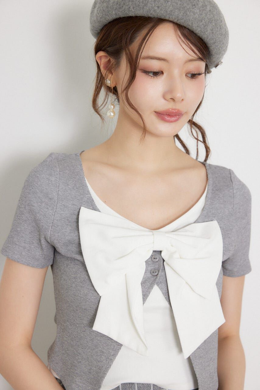 rienda「フロントリボンカットトップス」|Tシャツ・カットソー|
