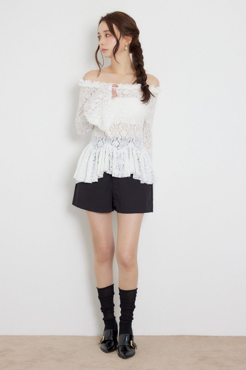 rienda「レースオフショルダーペプラムトップス」|Tシャツ・カットソー|