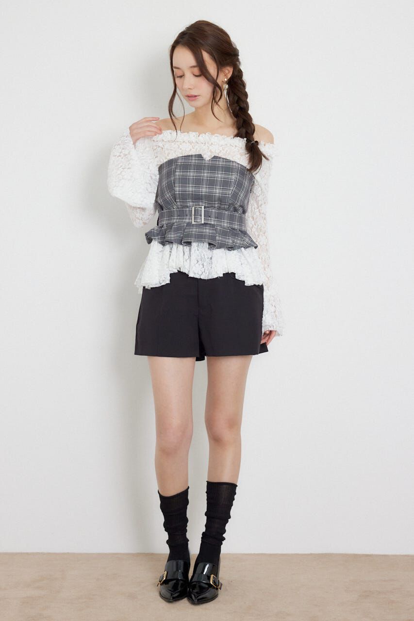 rienda「レースオフショルダーペプラムトップス」|Tシャツ・カットソー|
