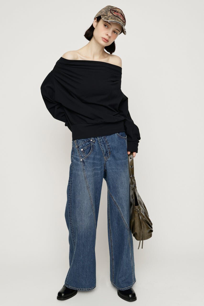 SLY「TUCKED OFFSHOULDER トップス」|パーカー|