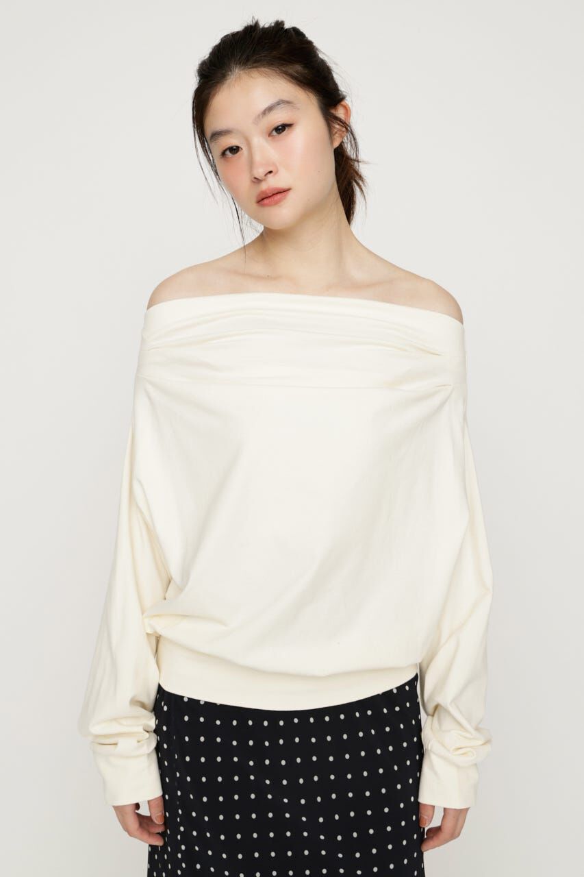 SLY「TUCKED OFFSHOULDER トップス」|パーカー|L/YEL1